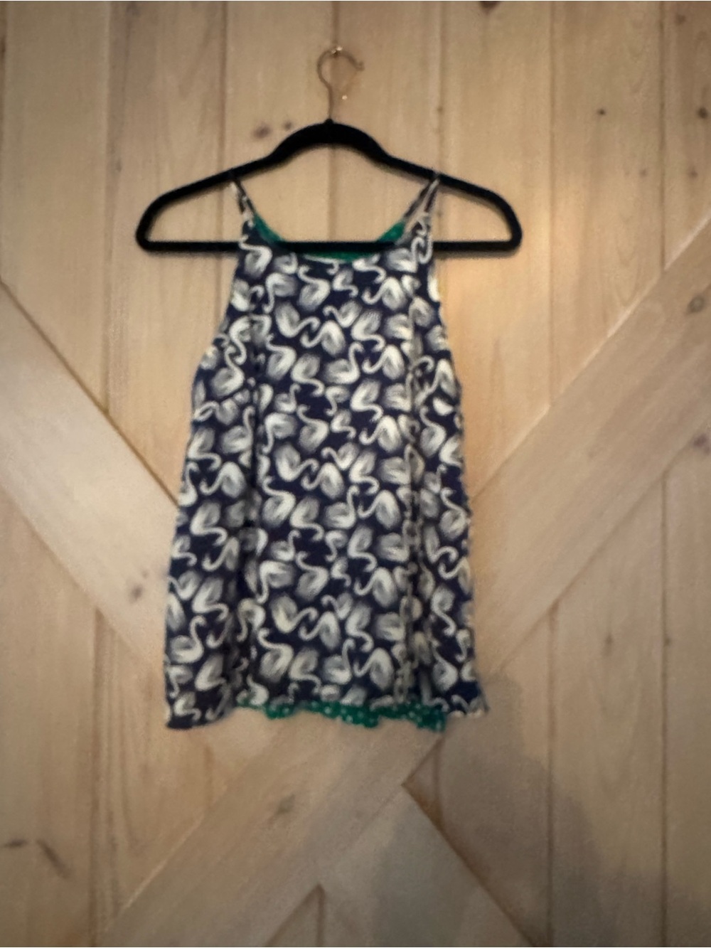 Porridge Swan Print Layered Tank Top Polka Dot XS